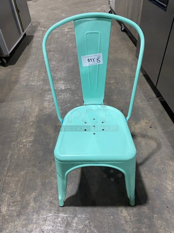 LIKE NEW! Light Blue Coated Tolix Style Metal Chairs! 8x Your Bid! - Image 2 of 6