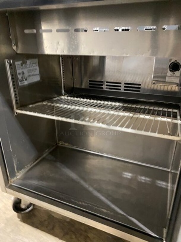 Turbo Air Refrigerated Salad Bar Island! With Double Over Head Shelf Storage! Single Door Storage Space Underneath! All Stainless Steel! On Casters! Model: MST28 115V - Image 7 of 10