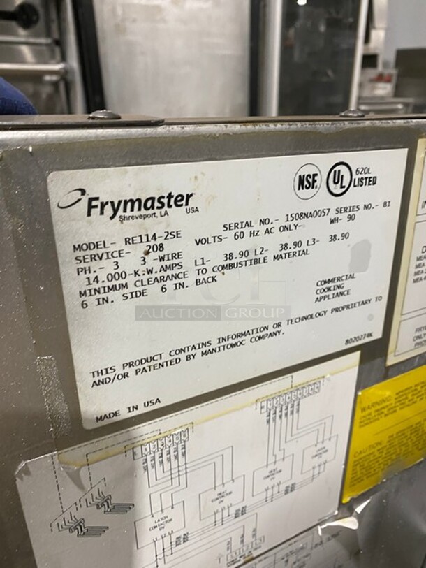 Nice! Frymaster All Stainless Steel Electric Powered! Two basket Deep Fryer! Model: RE114-2SE Serial : 1508NA0057 208V 60HZ 3Phase - Image 9 of 10