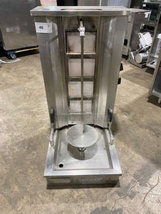 Attias Natural Gas Powered Countertop 4 Burner Gyro Machine! All Stainless Steel! On Small Legs! Model: GRY-4 SN: 061955