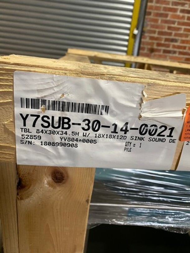 NEW! IN THE CRATE! Eagle Commercial Work Top/ Prep Table! With Drain Sink! With Back Splash! All Stainless Steel! On Legs! - Image 3 of 3