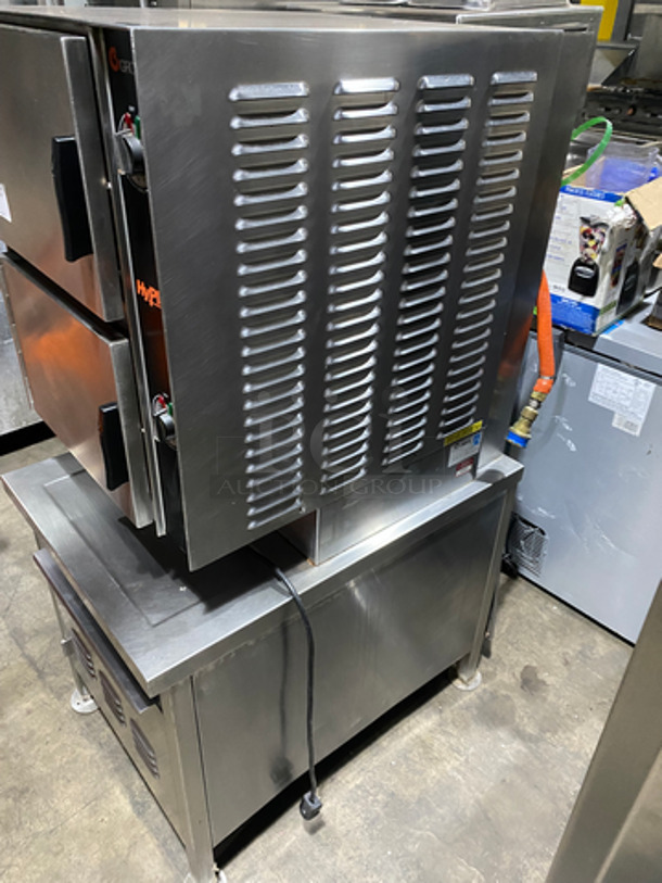 Groen Commercial Natural Gas Powered Dual Cabinet Steamer! All Stainless Steel! On Legs! Model: HY-6SG SN: 46830 - Image 2 of 12