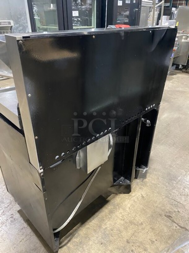 FAB! Franklin Commercial Natural Gas Powered 6 Burner Stove With Right Side Flat Griddle And Cheese Melter Combo! Griddle Has Side Splashes! With Raised Back Splash And Salamander Shelf! With Single Small Door Storage Space! With Oven Underneath! Metal Oven Racks! All Stainless Steel! On Legs! - Image 3 of 12