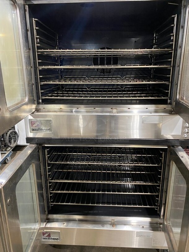 WOW! Southbend Natural Gas Powered Double Stacked Convection Oven! With 2 View Through Doors! With Metal Racks! Silverstar Edition! On Commercial Casters! 2 X Your Bid Makes One Unit!  - Image 5 of 12