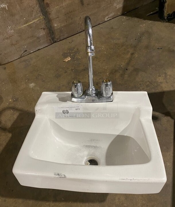 Single Bay Wall Mount Sink With Faucet and Handles!