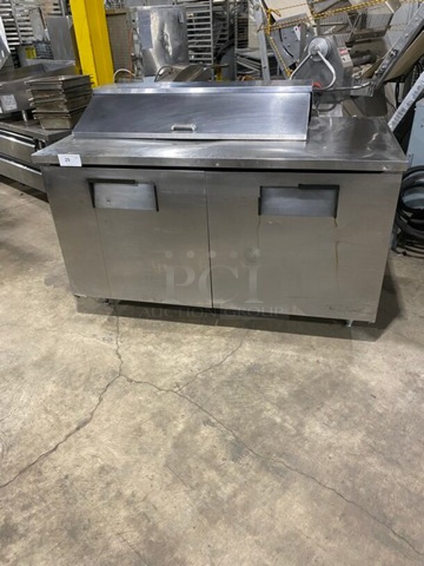 True Commercial Refrigerated Sandwich Prep Table! With 2 Door Underneath Storage Space! All Stainless Steel! On Legs! Model: TSSU6012 SN: 13478439 115V 60HZ 1 Phase