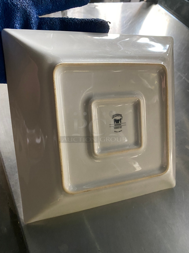 Earthenware Square 8" White Ceramic Plates! Includes Black Poly Crate! - Image 5 of 6