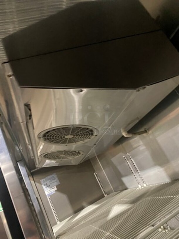 COOL! Turbo Air Commercial 3 Door Reach In Cooler! Poly Coated Racks! All Stainless Steel! On Casters! Model:M3F723 SN: M3F7L85018 115/208/230V 60HZ 1 Phase! Working When Removed! - Image 7 of 10