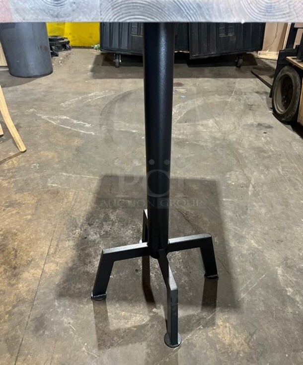 Wow! Brand New! OCS Barn Plank Finish Scratch Resistant Durowood Composite Bar Height Table!  Suitable For Indoor & Outdoor Use With Metal Bar Height Base! 24"x30"!  - Image 3 of 5