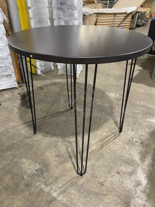 Brand New! Red Oak 42 Inch Round 1.5" Thick BUTCHER BLOCK Style Walnut Finish BAR HEIGHT Dining Table! On Heavy Duty Metal Legs!