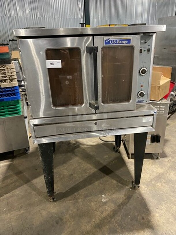 US Range Commercial Natural Gas Powered Single Deck Convection Oven! With View Through Doors! All Stainless Steel! On Casters! Model: SDG1