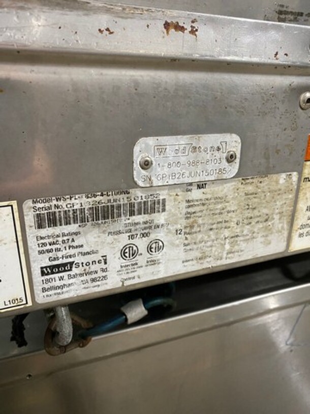 Woodstone Commercial Countertop Natural Gas Powered Flat Griddle! With Split Top! With Back & Side Splashes! All Stainless Steel! On Legs! Model: WSPL8364CT00NG SN: GP1826JUN1501852 - Image 5 of 10