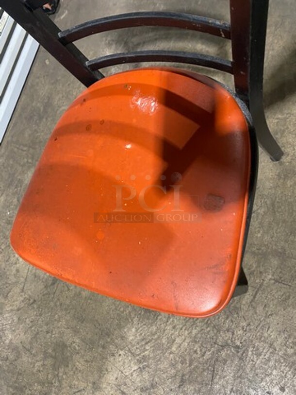 Orange Cushioned Chairs! With Black Wooden Body! 4x Your Bid! - Image 5 of 6