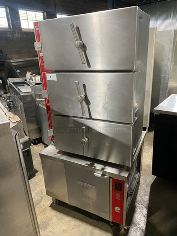 GREAT! Vulcan Commercial Triple Deck Pressure Steam Cooker! All Stainless Steel! On Legs! Model: VHL3G SN: 271155958 120V 60HZ 1 Phase - Image 1 of 10