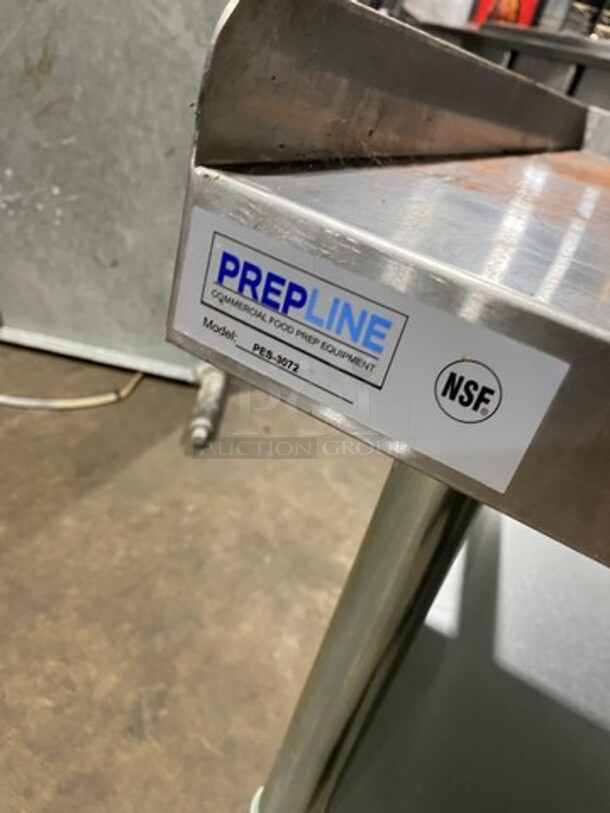 WOW! Solid Stainless Steel Work Top/ Prep Table! With Back And Side Splashes! With Storage Space Underneath! On Legs! Model: PES3072 - Image 7 of 7