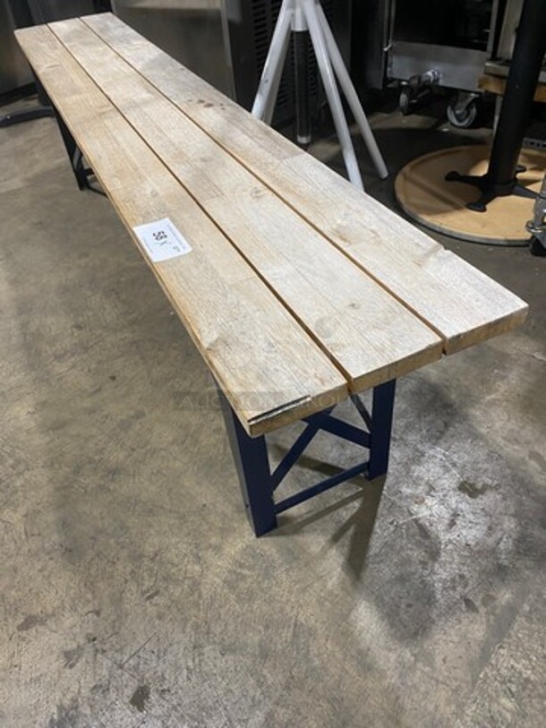 Wooden Outdoor Bench! With Metal Base! - Image 2 of 7