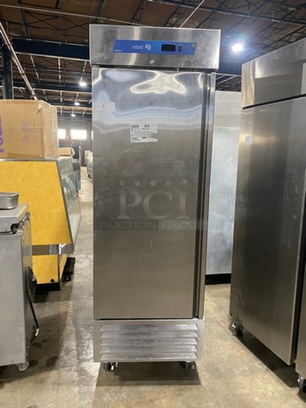 LATE MODEL! 2022 Asber Commercial Single Door Reach In Freezer! All Stainless Steel! On Casters! Working When Removed! Model: ARF23HFHC SN: 8102519008 115V 60HZ 1 Phase