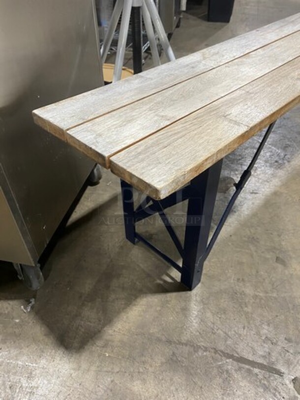 Wooden Outdoor Bench! With Metal Base! - Image 4 of 7