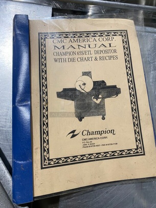 WOW! Champion Commercial Electric Powered Cookie Depositor! With 3 X Dye's! On Casters! Model: 65SETL SN: 01020 115V 60HZ 1 Phase! Working When Removed! - Image 8 of 11