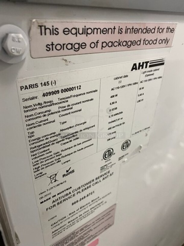 AHT Commercial Reach Down Chest Freezer Display Merchandiser! Model: PARIS145 SN: 40990900000112 110/120V 60HZ 1 Phase - Image 5 of 7