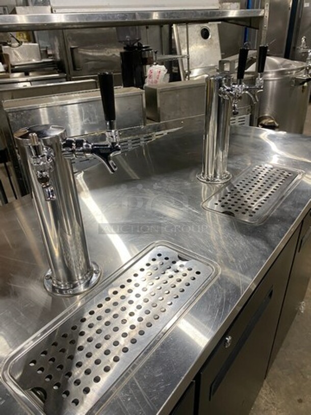 NICE!  Late Model Avantco Commercial Refrigerated Dual Tower Kegerator! With Towers! With 3 Door Storage Space Underneath! Poly Coated Racks! Model: 178UDD378 SN: 6436334321083608 115V 60HZ 1 Phase - Image 8 of 11