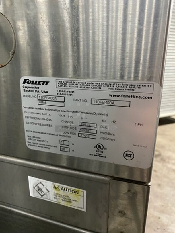 Follett Commercial Ice And Water Dispenser! All Stainless Steel! On Legs! Symphony Series Model: 110FB400A 115V 60HZ 1 Phase - Image 5 of 10