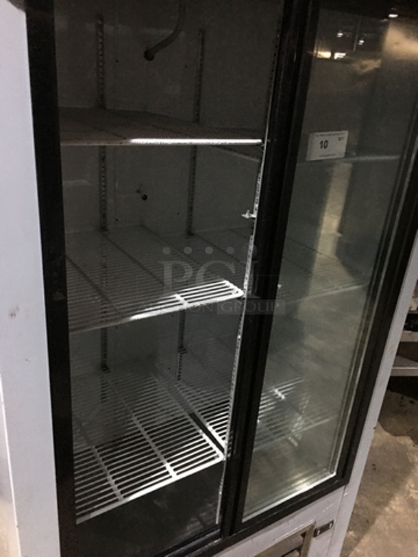 WOW! LATE MODEL! 2019 Coolman Reach In Refrigerator/ Freezer Merchandiser! With 2 Glass Sliding Doors! With Poly Coated Racks!  Model: CUST-40SG SN: 0111319 120V 60HZ 1 Phase - Image 5 of 9