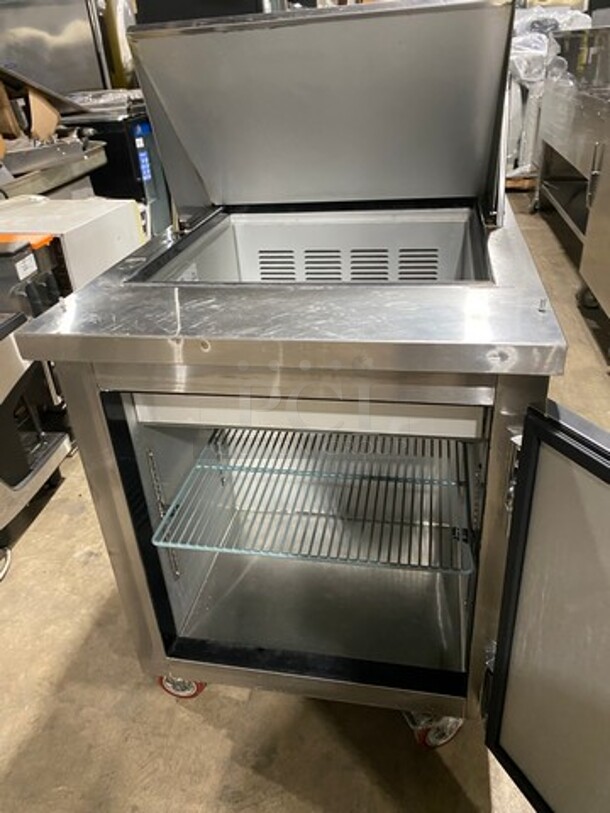 2016 Leader Commercial Refrigerated Sandwich Prep Table! With Single Door Underneath Storage Space! All Stainless Steel! On Casters! Model: ESLM27SC SN: NR10C1436A 115V 60HZ 1 Phase - Image 5 of 9
