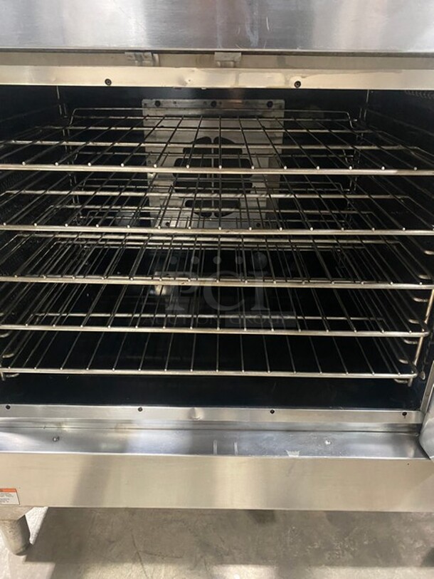 2 Vulcan VC4ED Stainless Steel Commercial Electric Powered Full Size Convection Ovens w/ View Through Doors! Metal Oven Racks and Thermostatic Controls! MODEL VC4ED SN:541041048 3/1 PH  208 Volts 2X Your Bid! Makes One Unit!  - Image 6 of 11