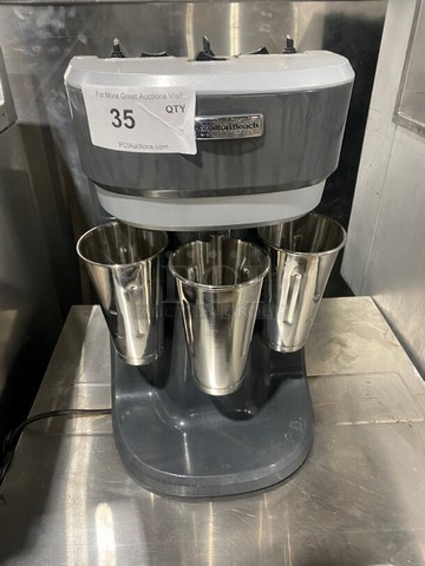 Hamilton Beach Commercial Countertop Professional 3 Spout Beverage/ Milkshake Mixer! Model: HMD400 SN: J2971L00290 120V - Image 1 of 10