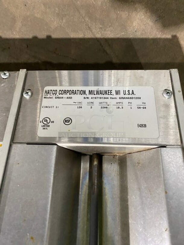 NICE! Hatco Commercial Electric Powered Glo Ray Undershelf Plate Warmer! Model: GRAH48D SN: 4197191344 120V 60HZ 1 Phase - Image 4 of 5
