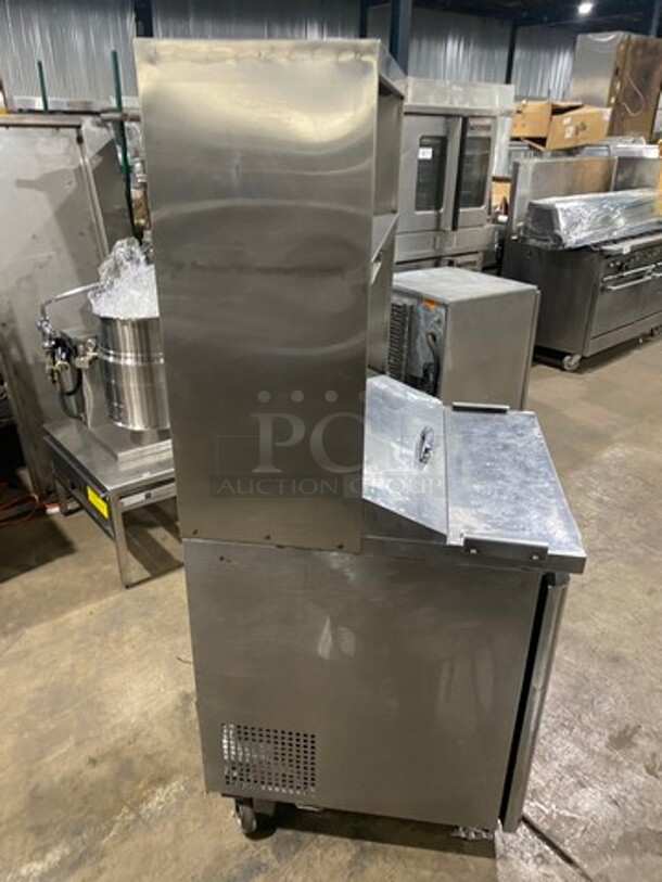 Turbo Air Refrigerated Salad Bar Island! With Double Over Head Shelf Storage! Single Door Storage Space Underneath! All Stainless Steel! On Casters! Model: MST28 115V - Image 4 of 9