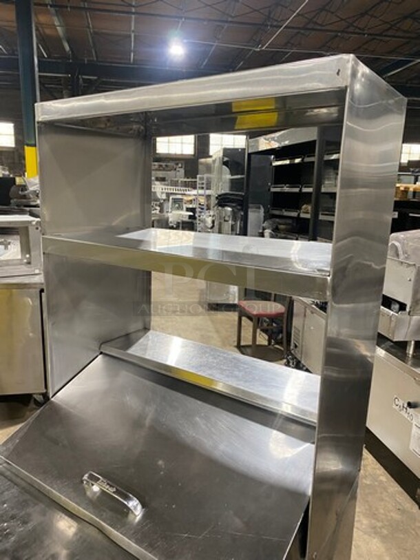 Turbo Air Refrigerated Salad Bar Island! With Double Over Head Shelf Storage! Single Door Storage Space Underneath! All Stainless Steel! On Casters! Model: MST28 115V - Image 8 of 9