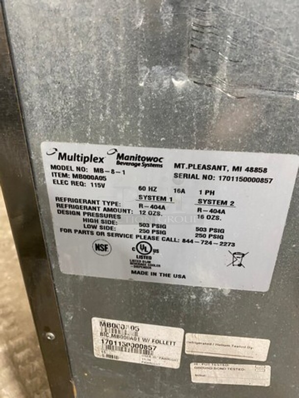 AMAZING! Manitowoc Multiplex Smoothie Workstation! On Single Door Undercounter Cooler! With Poly Bins! All Stainless Steel! On Casters! Model: MB81 SN: 1701150000857 115V 60HZ 1 Phase - Image 10 of 11