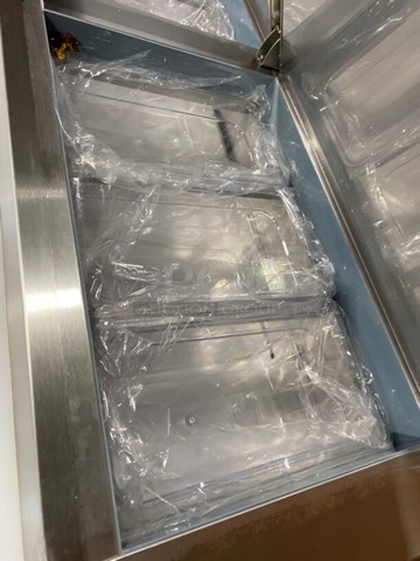 NICE! SCRATCH-N-DENT! Kelvinator Commercial Refrigerated Pizza Prep Table! With Commercial Cutting Board! With 3 Door Storage Space Underneath! All Stainless Steel! On Casters! Model: KCHPT9212 SN: 93610053 115V - Image 11 of 12