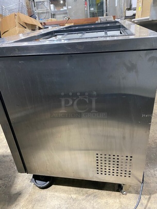 True Commercial Refrigerated Sandwich Prep Table! With 2 Door Underneath Storage Space! With Poly Coated Racks! All Stainless Steel! On Casters! WORKING WHEN REMOVED! Model: TSSU6024MBST SN: 7169280 115V 60HZ 1 Phase - Image 4 of 10