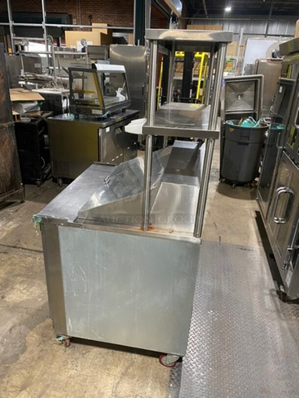 Cool Tech Commercial Refrigerated Sandwich Prep Table! With 2 Door Storage Space Underneath! With Double Over Head Shelf Storage! All Stainless Steel! On Casters! WORKING WHEN REMOVED! - Image 3 of 9