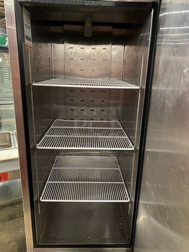 LATE MODEL! 2020 Bison Commercial Single Door Reach In Cooler! Poly Coated Racks! All Stainless Steel! On Casters! Model: BRR21 SN: BRR2100320080500K80011 115V 60HZ 1 Phase! Working When Removed! - Image 5 of 10