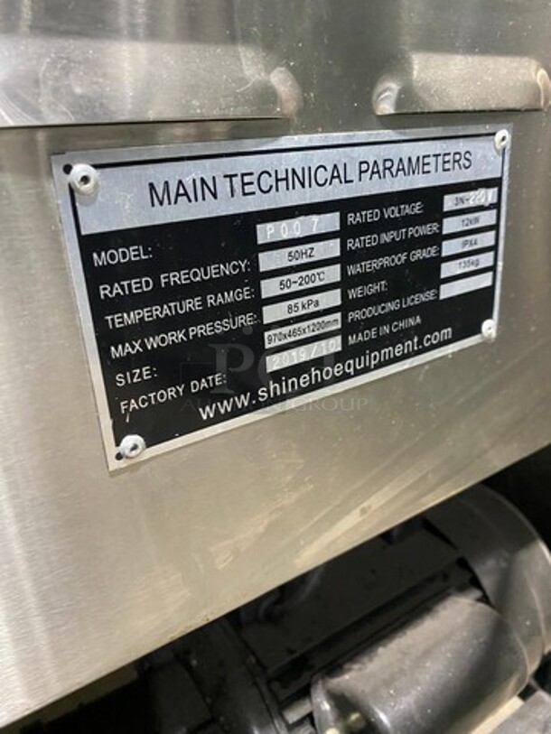 LATE MODEL! 2019 Shineho Equipment Electric Powered Pressure Fryer! With Metal Fryer Basket! All Stainless Steel! On Casters! Model: P007 220V 50HZ - Image 10 of 11