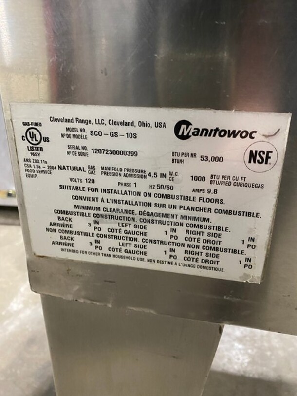 Sunfire Commercial Natural Gas Powered Single Deck Convection Oven! With Solid Doors! Metal Oven Racks! All Stainless Steel! On Legs! Model: SCOGS10S SN: 1207230000399 - Image 7 of 9