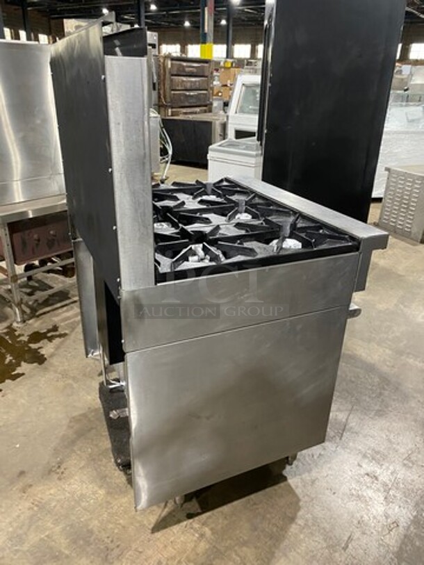 US Range Commercial Natural Gas Powered 6 Burner Stove! With Raised Back Splash! With Oven Underneath! All Stainless Steel! On Legs! - Image 3 of 9