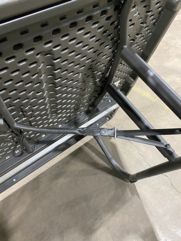 NICE! Lifetime Wooden Pattern Poly Picnic Table! With Dual Side Bench Seats! With Foldable Legs! - Image 8 of 9