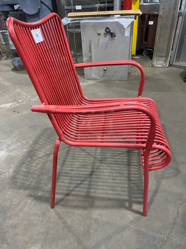 Red Coated Metal Chairs! 4x Your Bid! - Image 2 of 5
