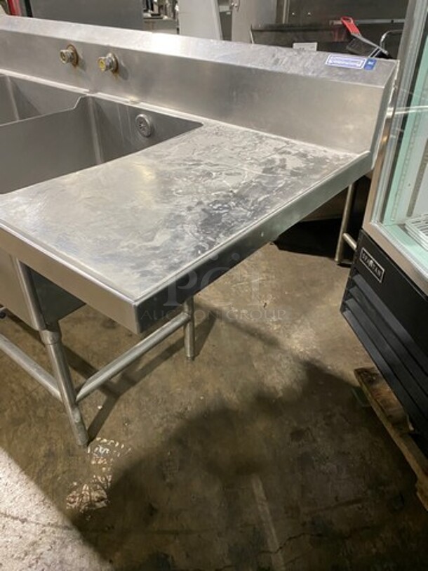 Southern Heavy Duty 4 Compartment Stainless Commercial 4 Compartment Dish Washing Sink! With Dual Side Drain Board! With Back Splash! All Stainless Steel! On Legs! - Image 2 of 10