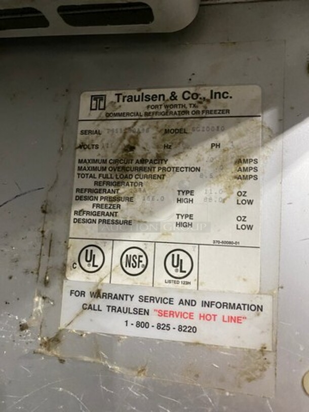 TRAULSEN 2 Door Reach In  Refrigerator! All Stainless Steel W/ Poly Coated Racks! On Legs! Model SG20010  Serial T955280A98 115V/60Hz/1 Phase - Image 6 of 9