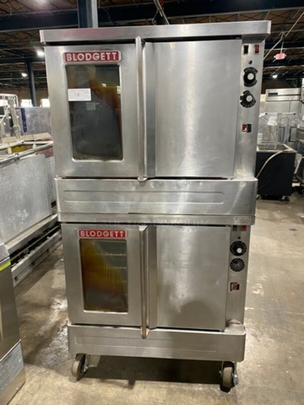 Blodgett Commercial Electric Powered Double Deck Convection Oven! With View Through And Solid Doors! Metal Oven Racks! All Stainless Steel! On Casters! 2x Your Bid Makes One Unit!