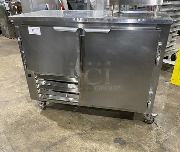 NICE! Leader Commercial Refrigerated 2 Door Lowboy/Worktop Cooler! All stainless Steel! With Metal Rack! On Casters! 115V 1 Phase! Model: LB48 S/C SN: PY08M0308! - Image 1 of 8