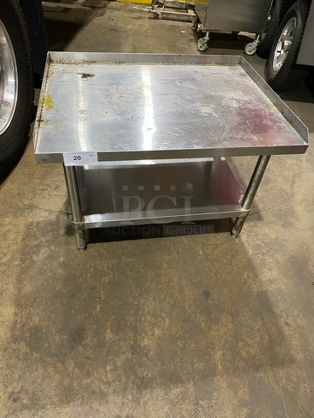 All Stainless Steel Equipment/Grill Stand Table! With Back And Side Splashes! With Storage Space Underneath! On Legs!