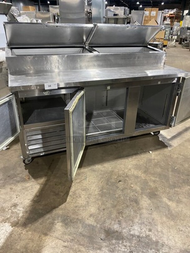 Leader Commercial Refrigerated Pizza Prep Table! With 3 Door Storage Space Underneath! All Stainless Steel! Model: ESPT72SC SN: NP08C2296 115V 60HZ 1 Phase - Image 5 of 10