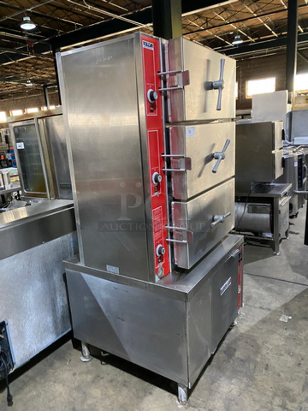 GREAT! Vulcan Commercial Triple Deck Pressure Steam Cooker! All Stainless Steel! On Legs! Model: VHL3G SN: 271155958 120V 60HZ 1 Phase - Image 2 of 10